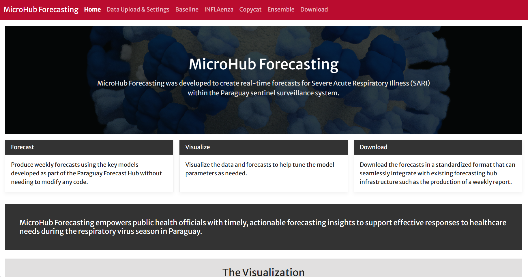 MicroHub application home page screenshot